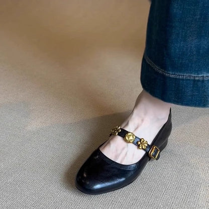 Damen Schuhe Mary Jane Blumen Dekor Komfort Absatz