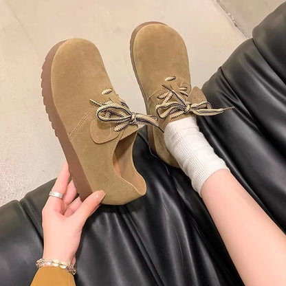 Damen Sneaker Veloursleder Bequem Schnürsenkel Modern