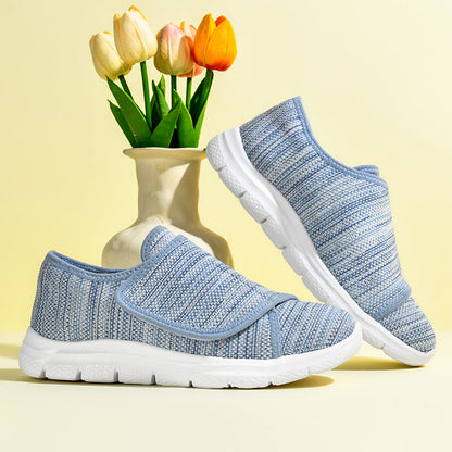 Damen Sneaker Bequem Slip-On Weite Passform Klettverschluss