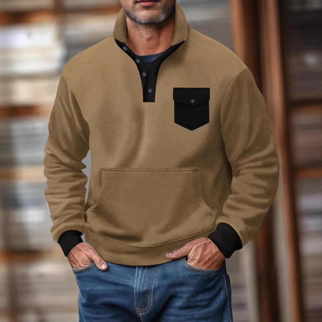 Herren Kapuzenpullover Modern mit Kragen und Tasche