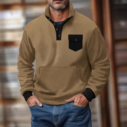 Herren Kapuzenpullover Modern mit Kragen und Tasche