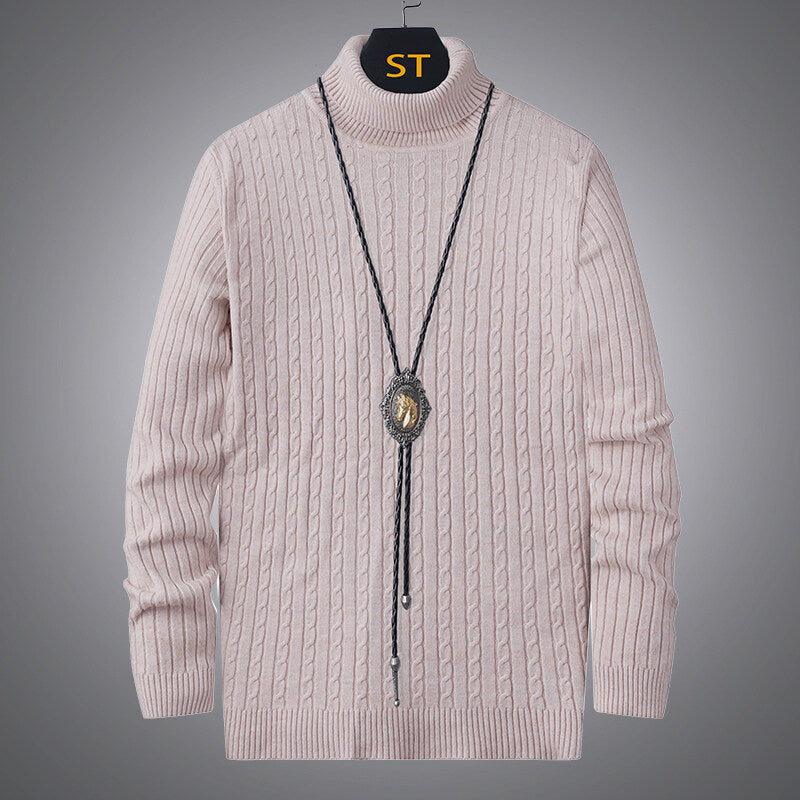 Herren Pullover Rollkragen Strick Zopfmuster Modern - BerlinGlamour