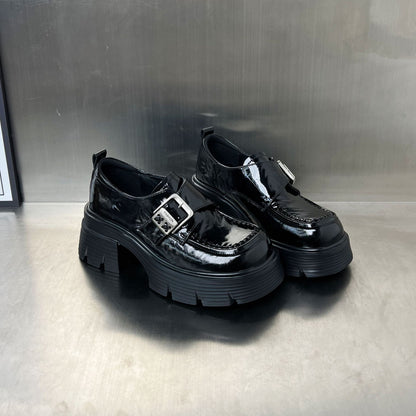 Damen Schnürschuhe Elegant Klobige Sohle Modische Schnallen