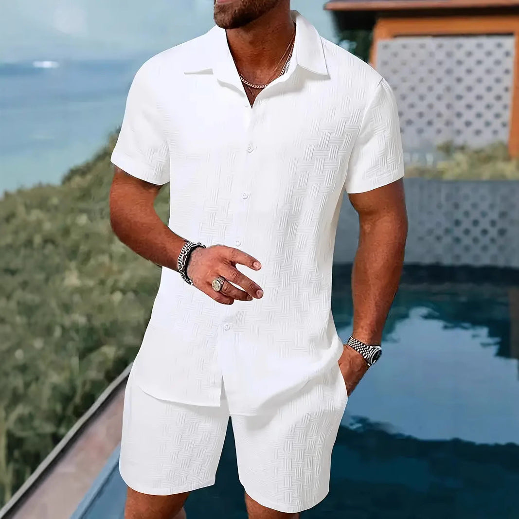 Herren Sommerhemd Kurzarm Modern Strukturiert