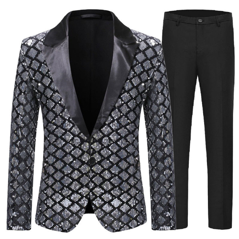 Eleganter Pailletten Anzug für Herren Glitzernd Schwarz