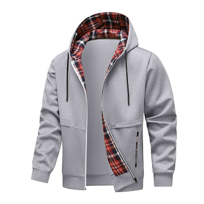 Herren Hybridjacke Sportlich Karomuster Wasserabweisend