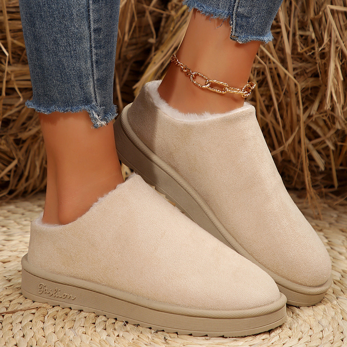 Damen Slipper Weich Kunstfell Rutschfest Warm