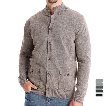 Herren Strickjacke Modern Stehkragen Knöpfe