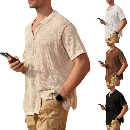 Herren Kurzarmhemd Modern Texturiert Berlin Style - BerlinGlamour