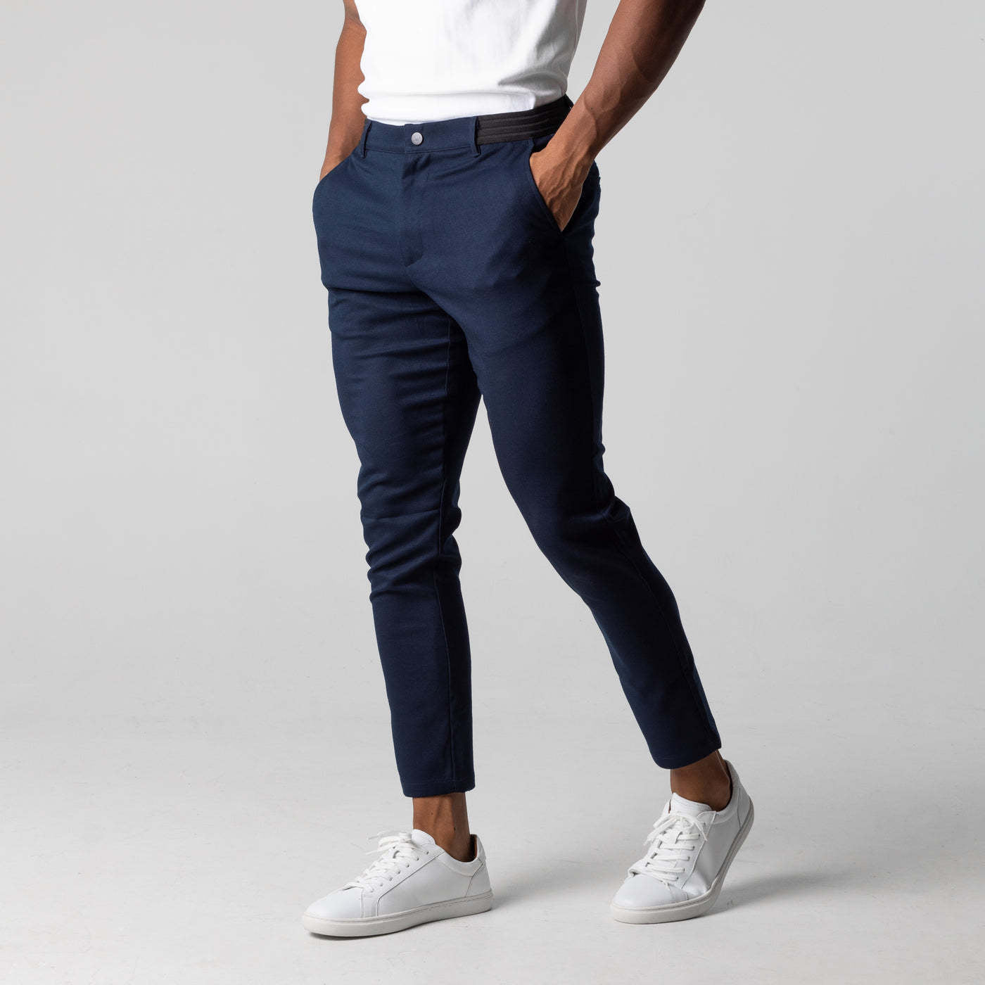 Herren Slim Fit Hose Elastisch Chinostil