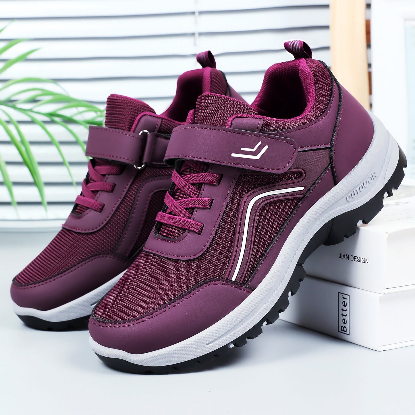 Damen Sneaker Sportlich Outdoor Griffsohle Klettverschluss - BerlinGlamour