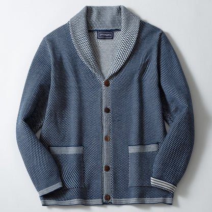 Herren Strickjacke Elegante Knöpfe Breiter Schalkragen - BerlinGlamour