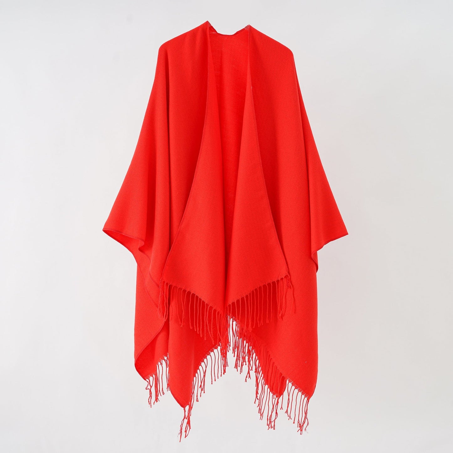 Damen Poncho Weich Fransen Luxus Modern