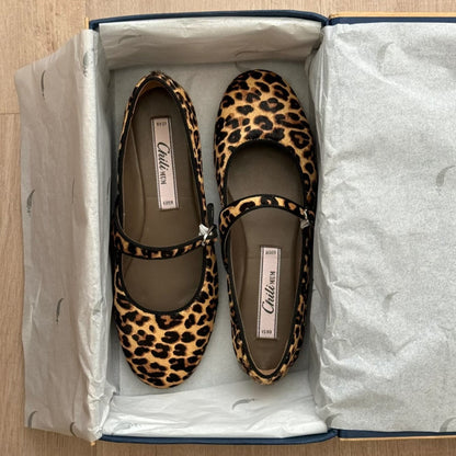 Damen Ballerinas Leopardenmuster Elegant Schnürsenkel - BerlinGlamour