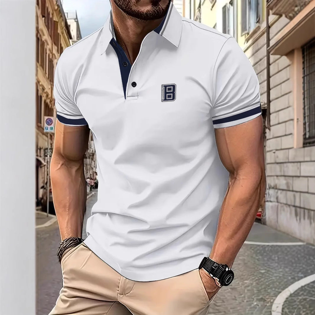 Herren Poloshirt Kurzarm Modern mit Kontraststreifen