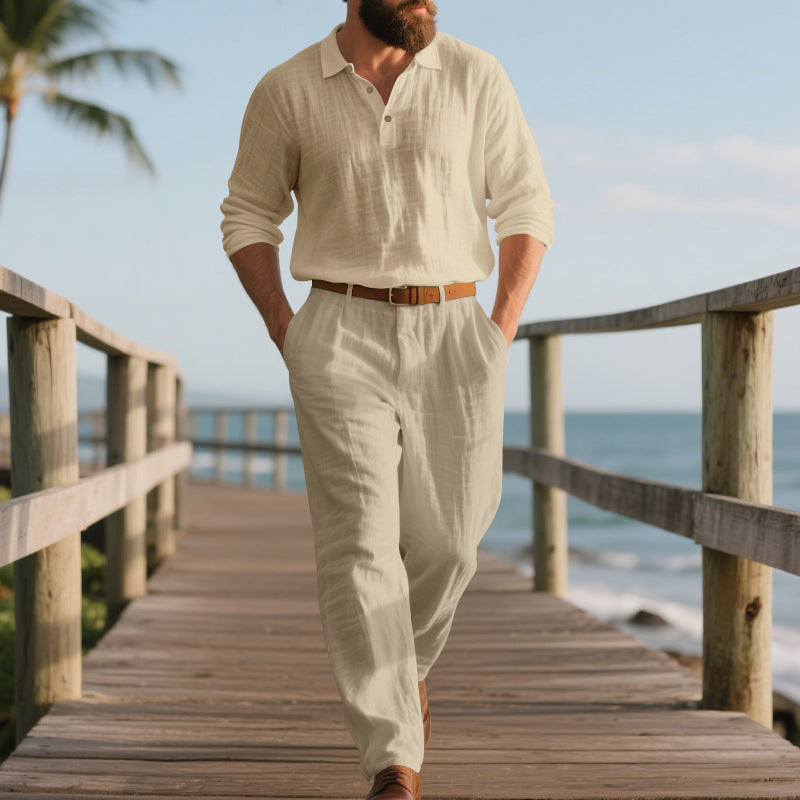Herren Jumpsuit Freizeit Modern mit Taschen Henley Ausschnitt