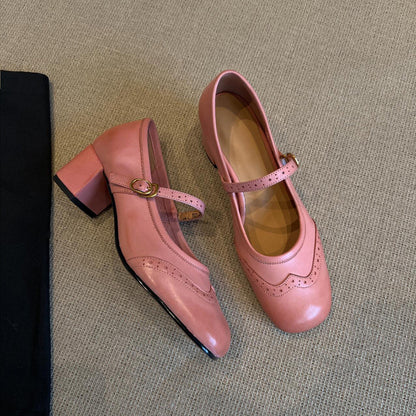 Damen Mary Janes Schuhe Elegante Riemen Ledersohle