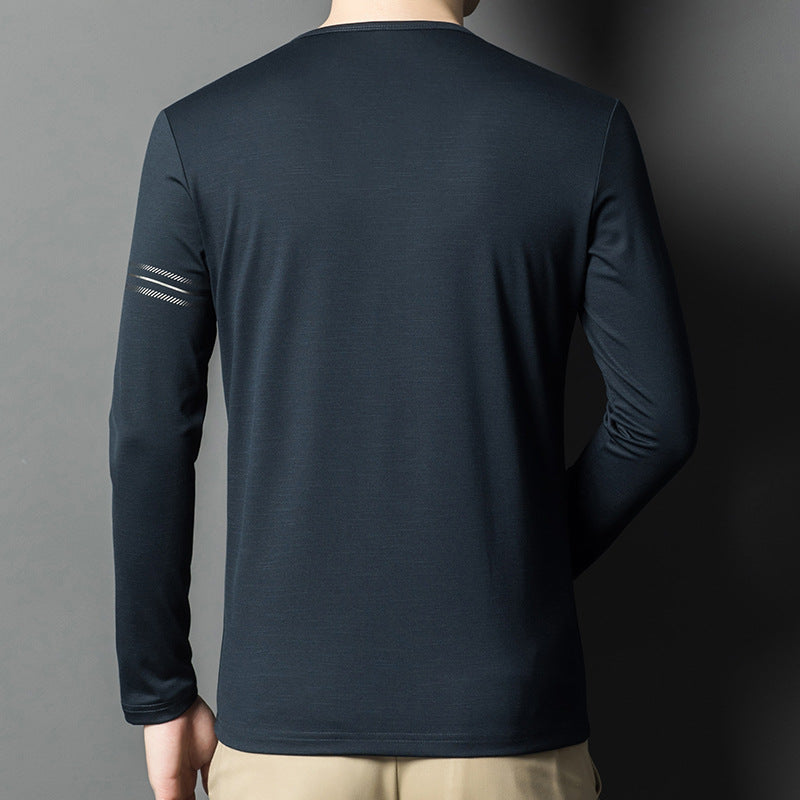 Herren Langarmshirt V-Ausschnitt Modern Knöpfe