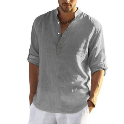 Herren Longsleeve Stehkragen Modern Lässig