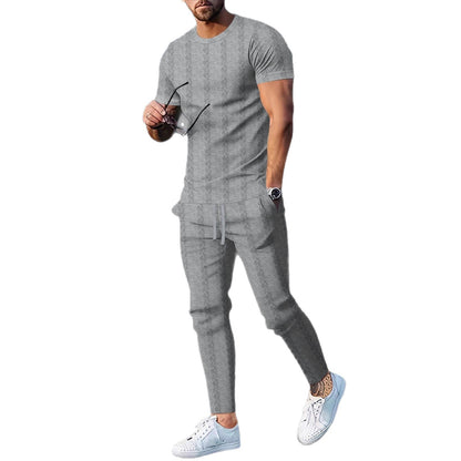 Herren Sportset mit Struktur-Oberteil und Bequemen Jogginghosen