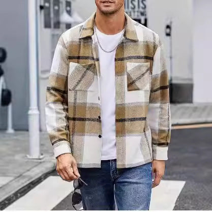 Herren Karo Hemdjacke Lässig Modern