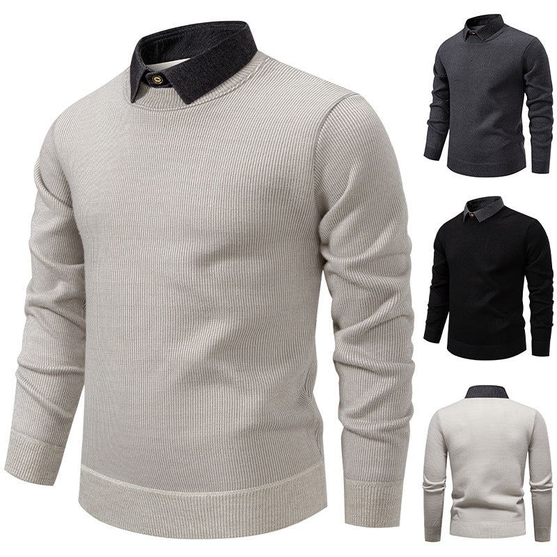 Herren Pullover Modern Feinstrick Kragen Design - BerlinGlamour