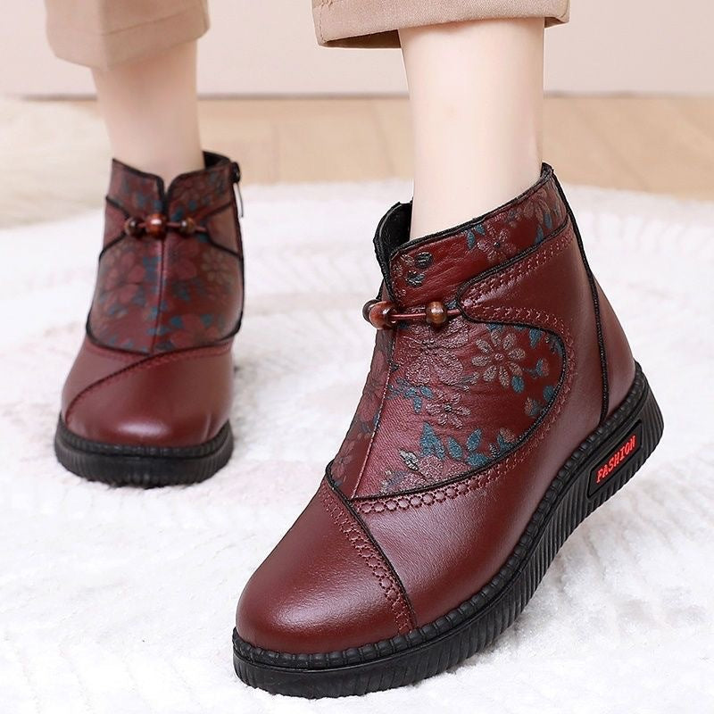 Damen Stiefel Ankle Boots Schnürverschluss Elegant Floral