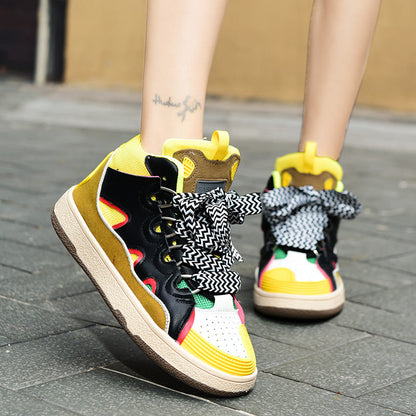 Damen Sneaker High-Top Sportlich Mehrfarbig Schnürsystem