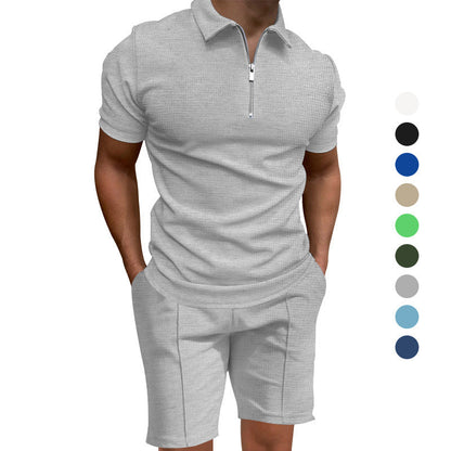Herren Polo-Shorts-Set Modern mit elastischem Bund und Reißverschluss