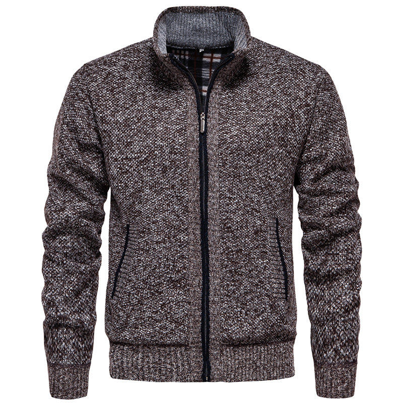 Herren Strickjacke Wärme mit Hochkragen und Reißverschluss