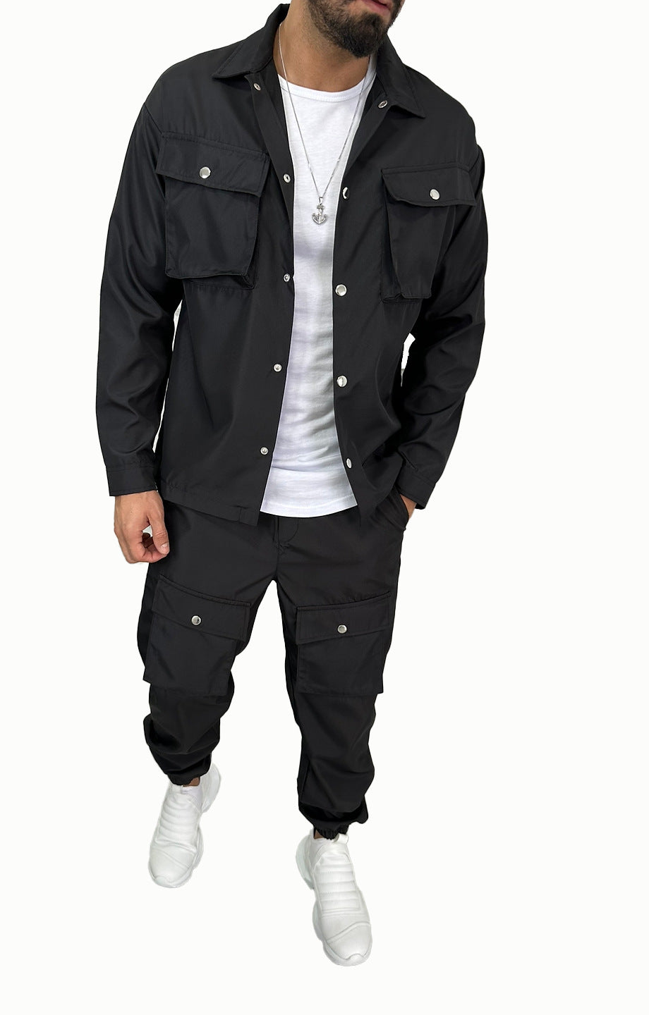Herren Cargo-Set Funktionelle Hose Hemd Komfort Schnitt