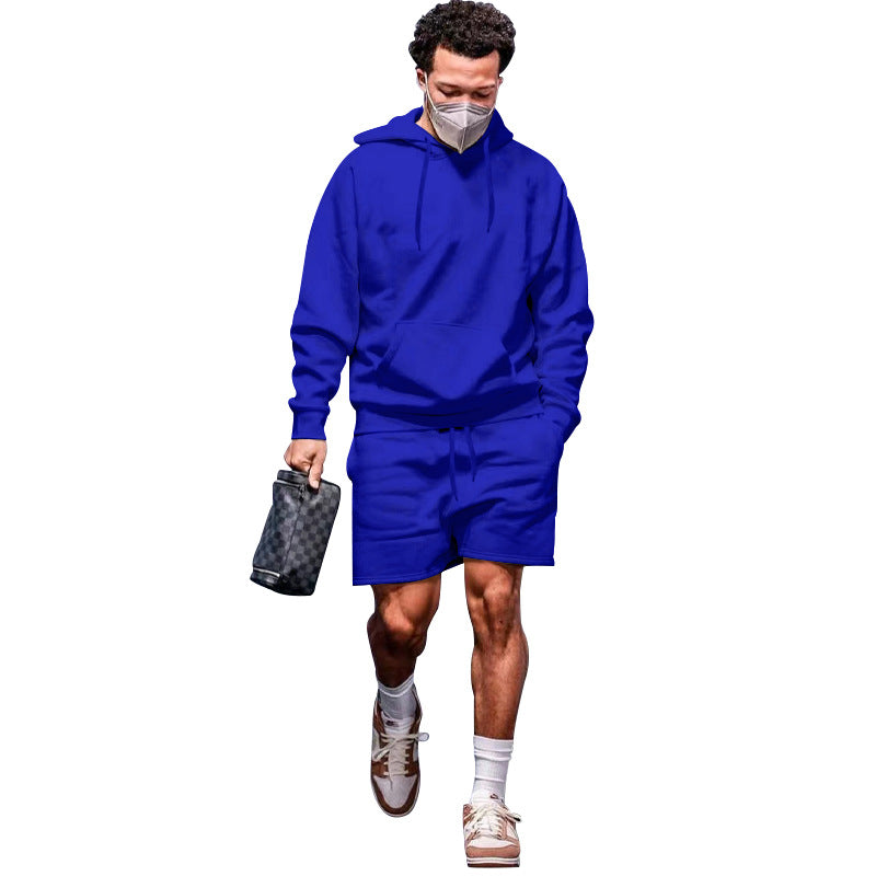 Herren Sportset Hoodie Shorts atmungsaktiv mit Taschen