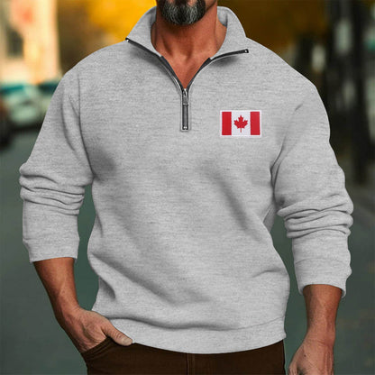 Herren Fleece Pullover mit Reißverschluss Berlin Flagge