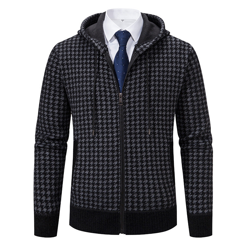 Herren Strickpullover Kapuzenpulli Karomuster Modern