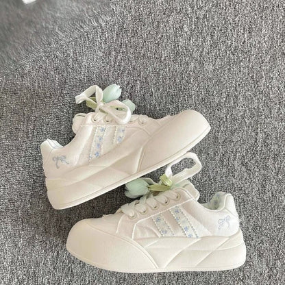 Damen Sneaker Elegante Rüschen-Design Weiche Sohle