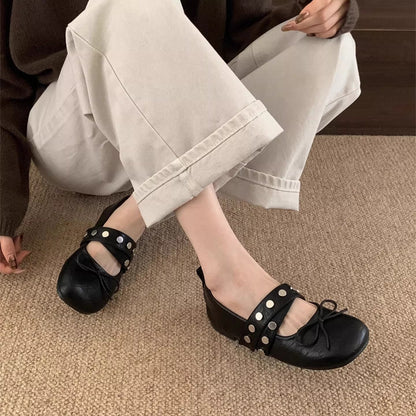 Damen Ballerinas Schleifen-Design Modisch Riemen