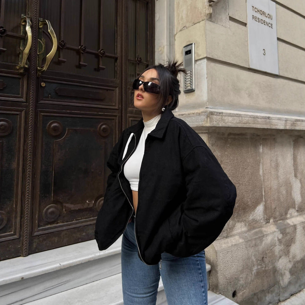 Damen Oversized Jacke Lässig Mit Taschen Elegante Schnitt - BerlinGlamour