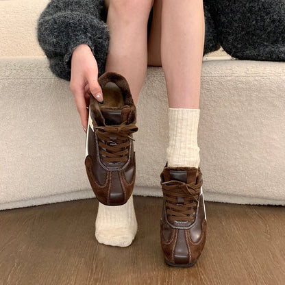 Damen Sneaker Warm Kunstfell Rutschfest Sportlich
