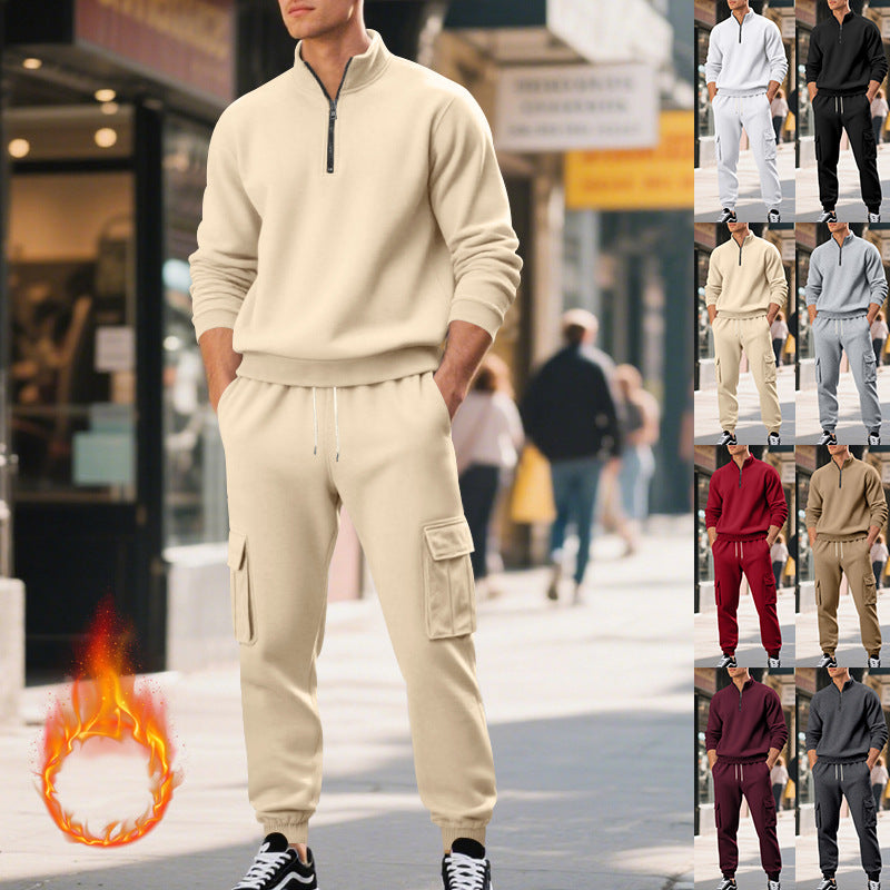 Herren Sportoutfit Freizeitjacke mit Reißverschluss und Cargo-Taschen - BerlinGlamour