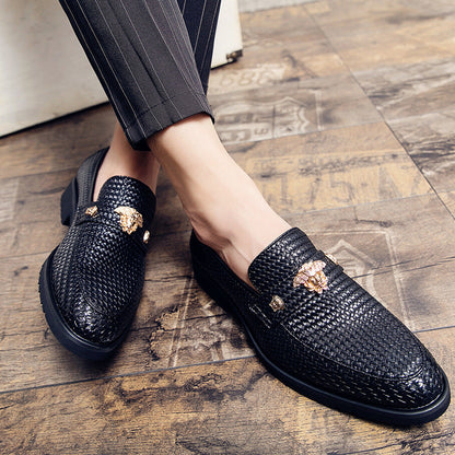 Elegante Damen Mokassins mit Geflecht und Applikationen