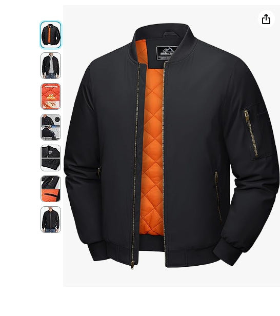 Leder Bomberjacke Herren Modern Schwarz