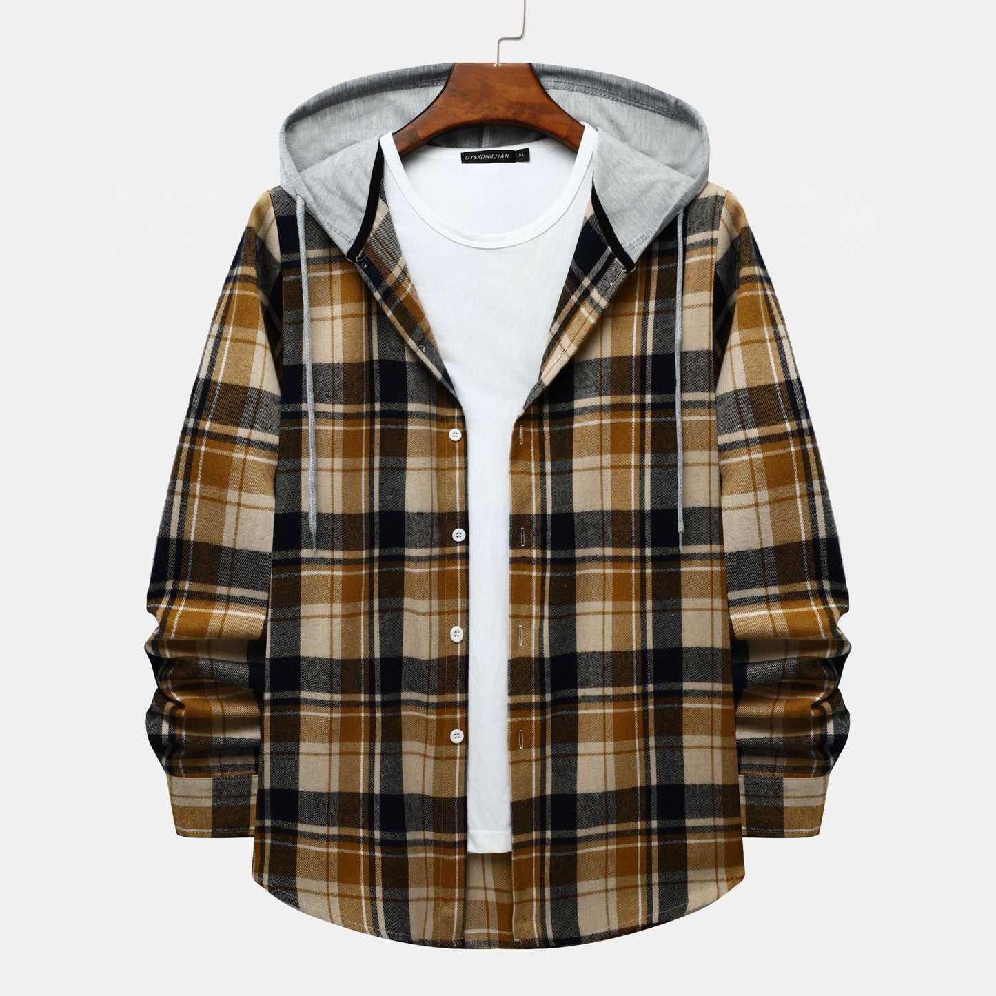 Herren Kapuzenjacke Karomuster Bequem Modern