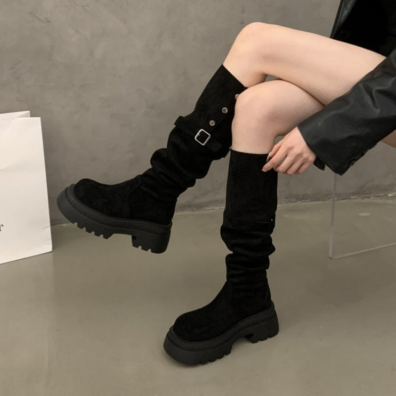 Damen Overknee Stiefel Elegante Schnürung Hochwertig