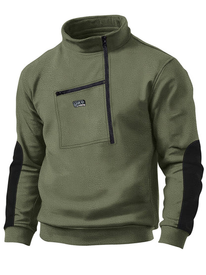 Herren Fleece Pullover Reißverschluss Warm Bequem