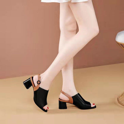 Damen Sandaletten Elegante Blockabsatz Riemchen Schuhe