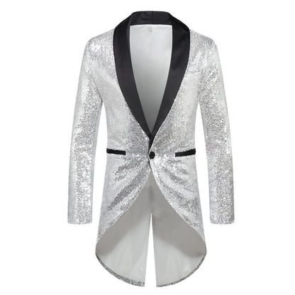 Herren Anzug Blazer Glitzernd Elegant Schalkragen