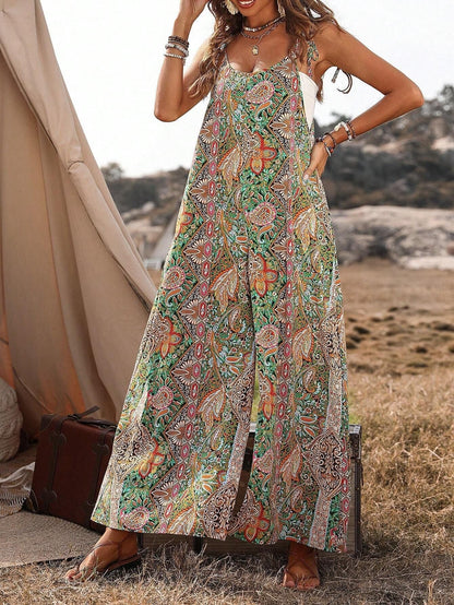 Damen Maxikleid Lang Bequem Auffällig Muster Sommer