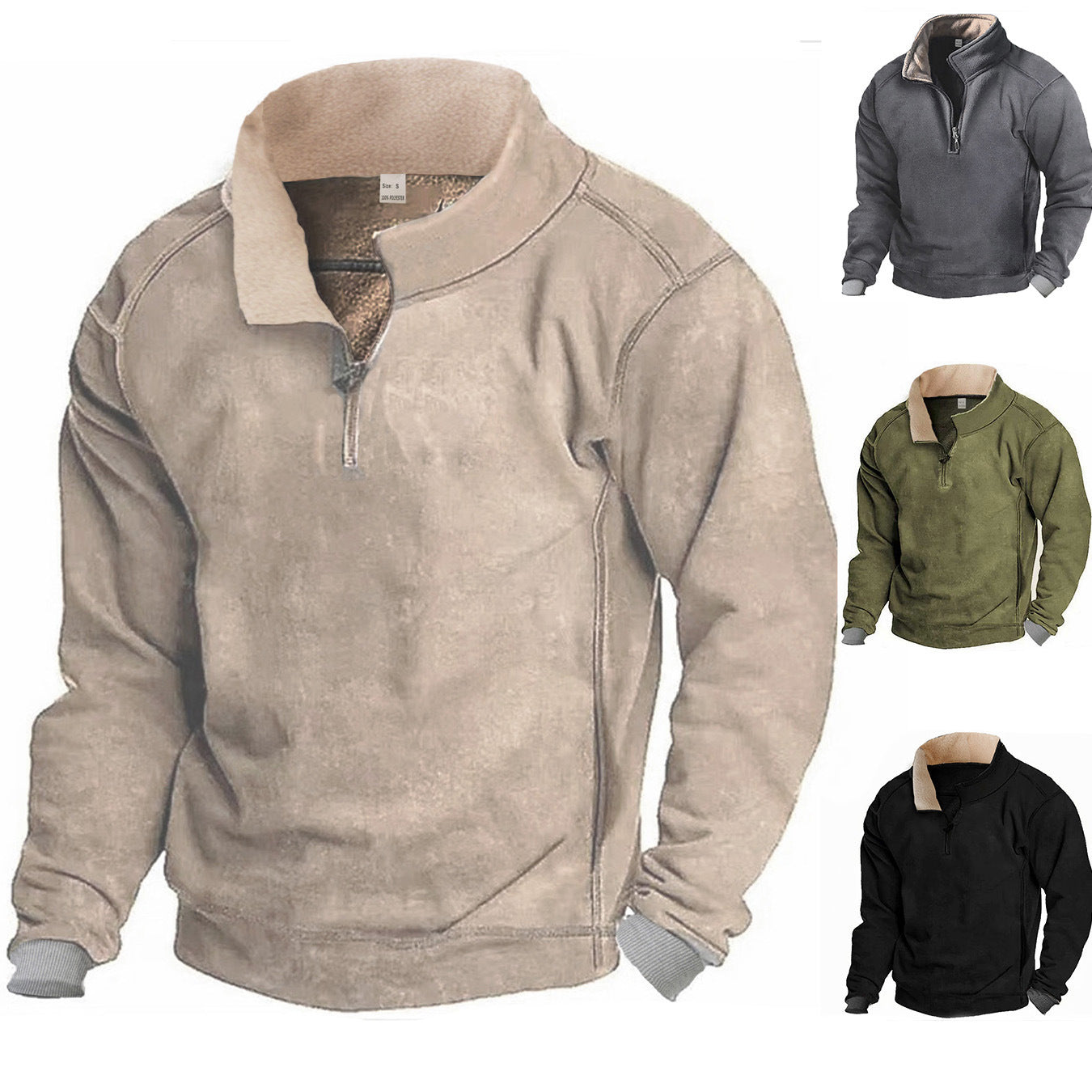 Herren Fleece Sweatshirt Stehkragen Warm Modern - BerlinGlamour