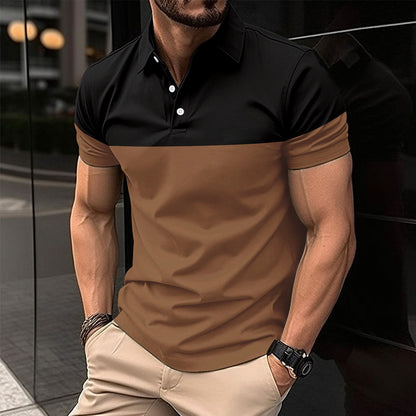 Herren Polohemd Kurzarm Modern Farbblock