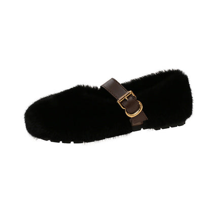 Damen Hausschuhe Flauschig Schnallenverschluss Elegante Winter